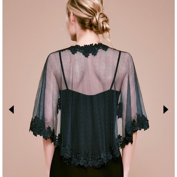 NWOT Tadashi Shoji Satie Lace Capelet Navy M/L - Picture 2 of 4